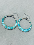 Exquisite Vintage Native American Zuni Blue Green Turquoise Sterling Silver Earrings-Nativo Arts