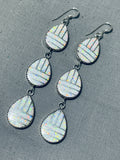 Fabulous Native American Navajo Synthetic Opal Sterling Silver Earrings-Nativo Arts