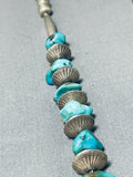 Hand Tooled Vintage Native American Navajo Turquoise Sterling Silver Necklace-Nativo Arts