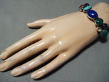 Fascinating Navajo Lapis Multi-stone Sterling Silver Bracelet Native American-Nativo Arts