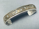 Fabulous Vintage Native American Navajo Sterling Silver And 12kgf Storyteller Bracelet Signed-Nativo Arts