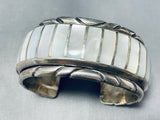 One Of The Best Vintage Native American Navajo Pearl Inlay Sterling Silver Bracelet-Nativo Arts