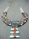 Native American One Of The Most Intricate Santo Domingo Turquoise Inlay Necklace-Nativo Arts