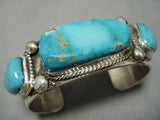 Mmuseum Vintage Native American Navajo Raymond Nez Sterling Silver Turquoise Bracelet Cuff-Nativo Arts
