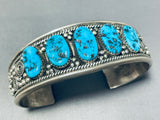 Amazing Vintage Native American Navajo 5 Morenci Turquoise Sterling Silver Bracelet-Nativo Arts