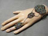 Cute Vintage Native American Navajo Zuni Turquoise Nedle Sterling Silver Slave Bracelet-Nativo Arts