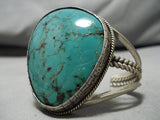 Best Vintage Native American Navajo Crow Spring Turquoise Running Water Sterling Silver Bracelet-Nativo Arts