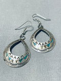 Special Vintage Native American Navajo Turquoise Sterling Silver Dangle Earrings-Nativo Arts