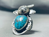 Kachina Spiderweb Native American Navajo Turquoise Sterliung Silver Detail Ring-Nativo Arts