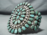 Striking Zuni Native American Royston Turquoise Cluster Sterling Silver Bracelet-Nativo Arts