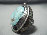 Marvelous Vintage Navajo Turquoise Sterling Silver Ring Native American Old-Nativo Arts