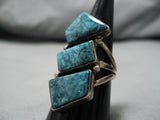 Amazing Vintage Navajo Dramatic Turquoise Sterling Silver Native American Ring-Nativo Arts