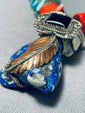 One Of The Most Unique Vintage Native American Navajo Turquoise Sterling Silver Necklace-Nativo Arts