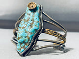 Most Unique Vintage Native American Navajo Brass Flower Sterling Silver Turquoise Bracelet-Nativo Arts