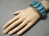 Marie Thompson Vintage Native American Navajo Turquoise Nugget Sterling Silver Bracelet Old-Nativo Arts