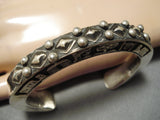 Ornamental Vintage Navajo Sterling Silver Bracelet Old Native American-Nativo Arts