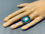 Wonderful Vintage Native American Navajo #8 Turquoise Mine Sterling Silver Ring-Nativo Arts