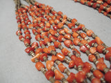 Native American Important Jose Coriz Santo Domingo Coral Sterling Silver Necklace-Nativo Arts