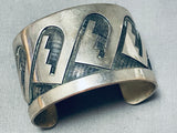 Important Vintage Native American Hopi Sterling Silver Chiseled Overlay Bracelet-Nativo Arts