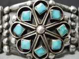 Unique!! Vintage Native American Navajo Freddie Chavez Sterling Silver Turquoise Bracelet-Nativo Arts