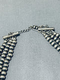 Very Unique Tight Vintage Native American Navajo Sterling Silver Bead Choker Necklace Old-Nativo Arts