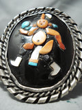 Native American Huge Dancing Mudhead Vintage Zuni Turquoise Sterling Silver Bracelet-Nativo Arts
