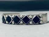 Stunning Vintage Native American Navajo Black Onyx Sterling Silver Bracelet-Nativo Arts