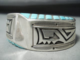 Dramatic Vintage Native American Navajo Sleeping Beauty Turquoise Sterling Silver Bracelet-Nativo Arts