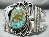 Swirling Silver Work Vintage Native American Navajo Royston Turquoise Sterling Bracelet-Nativo Arts