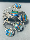 Best Vintage Native American Navajo Rainbow Calsilica Sterling Silver Bracelet-Nativo Arts