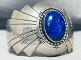 One Of The Best Vintage Native American Navajo Domed Lapis Sterling Silver Bracelet-Nativo Arts
