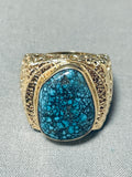 Native American Very Important Lander Blue Turquoise 14k Gold Ring-Nativo Arts