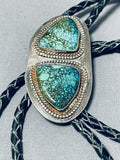 Jackson Seibert Vintage Native American Navajo Spiderweb Turquoise Sterling Silver Bolo Signed-Nativo Arts