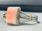 Striking Native American Navajo Pink Conch Sterling Silver Bracelet-Nativo Arts