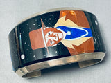 One Of The Best Ever Native American Navajo Turquoise Inlay Sterling Silver Bracelet-Nativo Arts