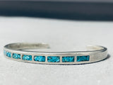 Classic Vintage Native American Navajo 8 Chip Inlay Turquoise Sterling Silver Bracelet-Nativo Arts