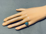 Incredible Vintage Native American Navajo Old Kingman Turquoise Sterling Silver Ring-Nativo Arts