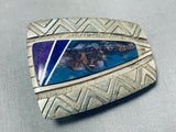 Native American Important Lee Epperson Vintagr Cherokee Lapis Sterling Silver Buckle-Nativo Arts