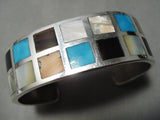 Heavy And Thick! Vintage Zuni Native American Sterling Silver Turquoise Bracelet-Nativo Arts