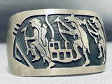 Dancing Kachina Signed Vintage Native American Navajo Sterling Silver Bracelet-Nativo Arts