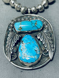 Very Important Singer Vintage Native American Navajo Turquoise Sterling Silver Tube Necklace-Nativo Arts
