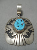 Authentic Vintage Native American Navajo Thomas Singer Turquoise Sterling Silver Pendant-Nativo Arts
