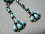 Marvelous Vintage Native American Navajo Teardrop Turquoise Sterling Silver Earrings Old-Nativo Arts