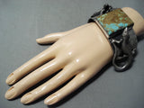 Extraordinary Native American Navajo 8 Turquoise Sterling Silver Gekkos Bracelet-Nativo Arts