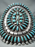 Huge Vintage Native American Navajo Needle Turquoise Sterling Silver Bracelet-Nativo Arts