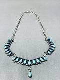 Fabulous Vintage Native American Zuni Blue Gem Turquoise Sterling Silver Necklace-Nativo Arts