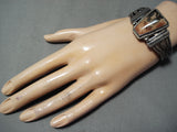 Early Vintage Native American Navajo Petrified Wood Sterling Silver Bracelet Old-Nativo Arts