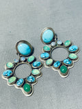 One Of A Kind Native American Navajo Spiderweb Turquoise Sterling Silver Earrings-Nativo Arts