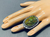 Native American Extremely Intricate Vintage Hand Carved Royston Turquoise Sterling Silver Ring-Nativo Arts