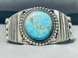 Unrivaled Native American Navajo Signed Huge Kingman Turquoise Sterling Silver Bracelet-Nativo Arts
